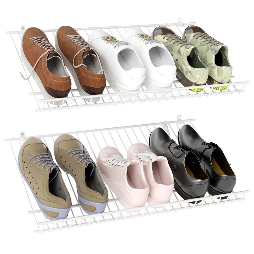 Wall-Mounted Wire Closet Shoe Shelves, Set of Two