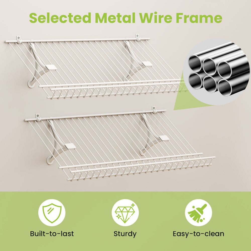Wall-Mounted Wire Closet Shoe Shelves, Set of Two