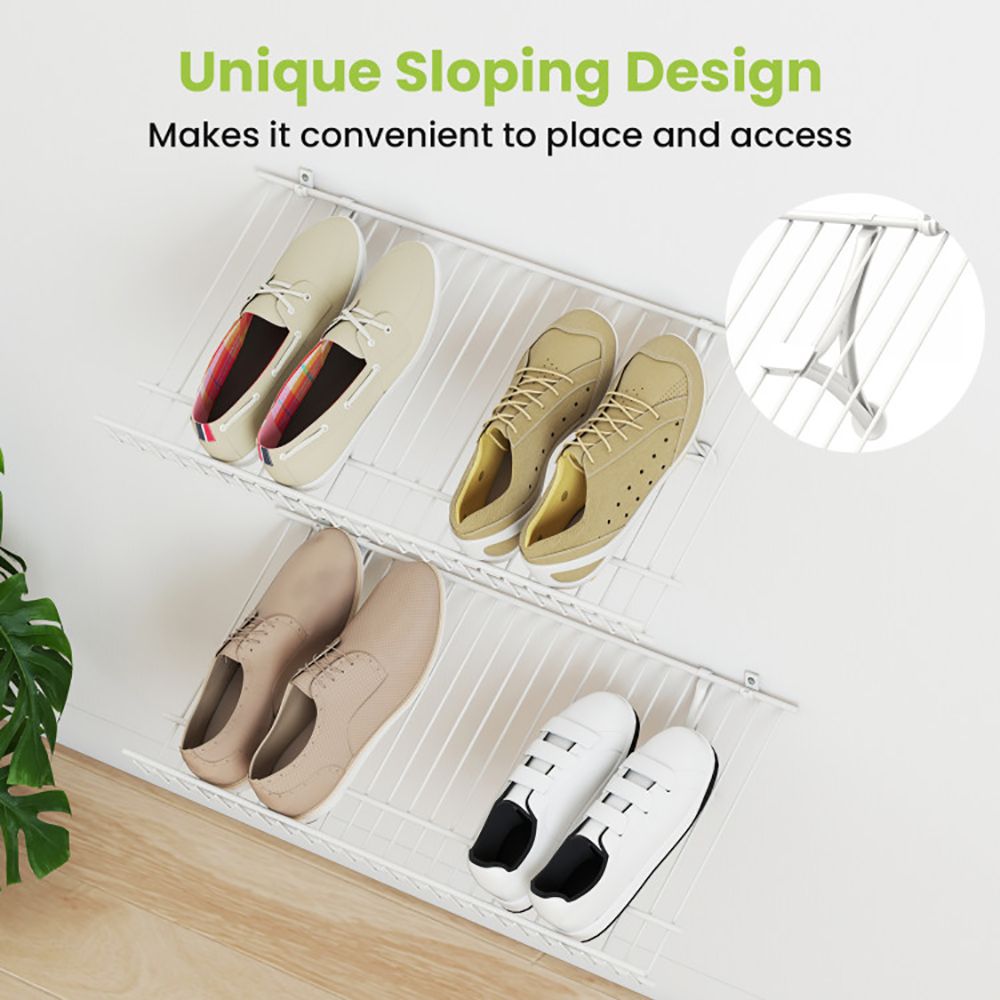 Wall-Mounted Wire Closet Shoe Shelves, Set of Two