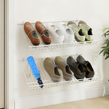 Wall-Mounted Wire Closet Shoe Shelves, Set of Two