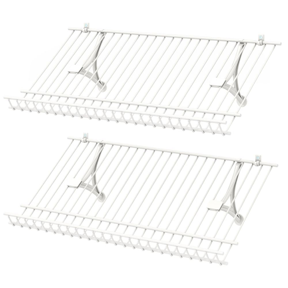 Wall-Mounted Wire Closet Shoe Shelves, Set of Two