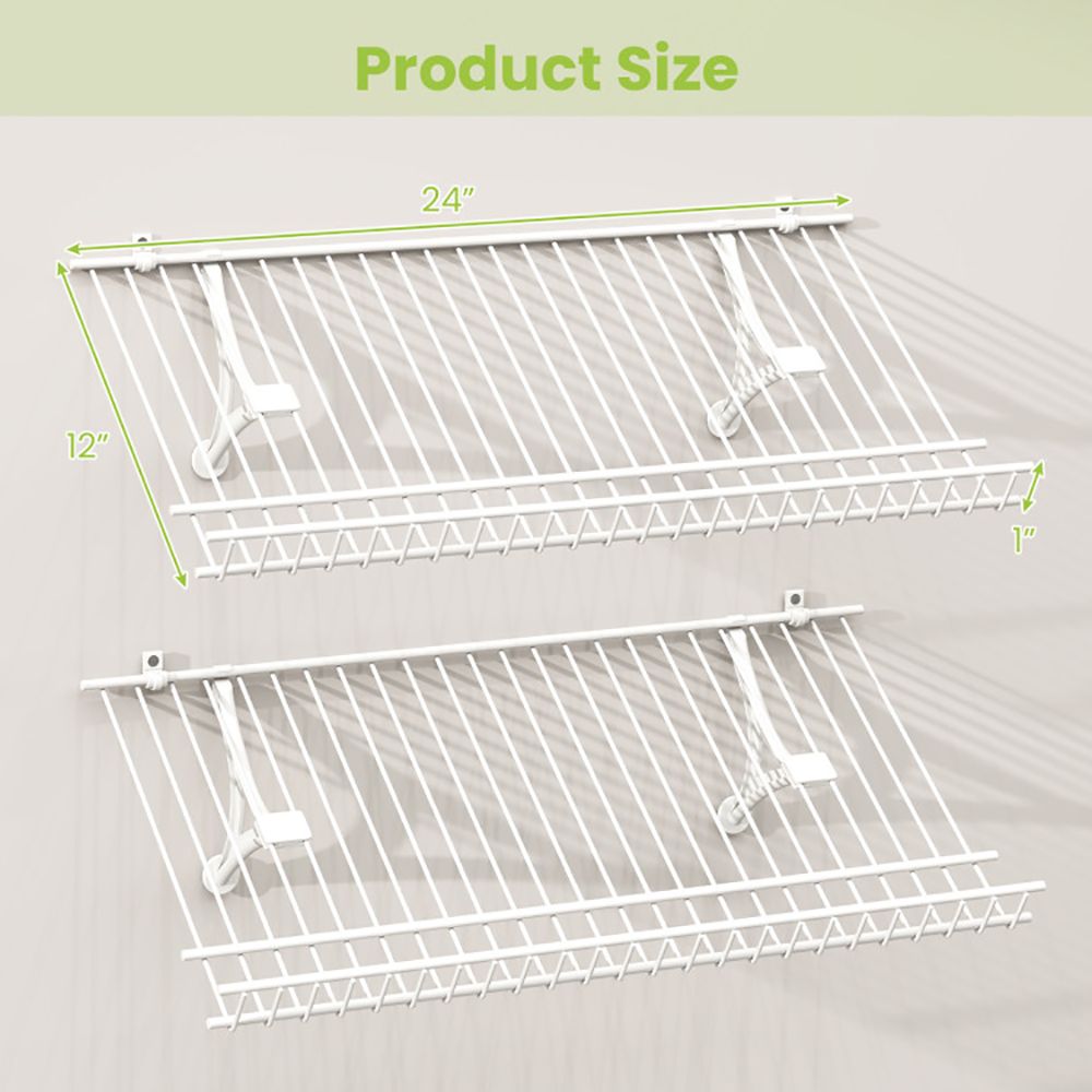 Wall-Mounted Wire Closet Shoe Shelves, Set of Two
