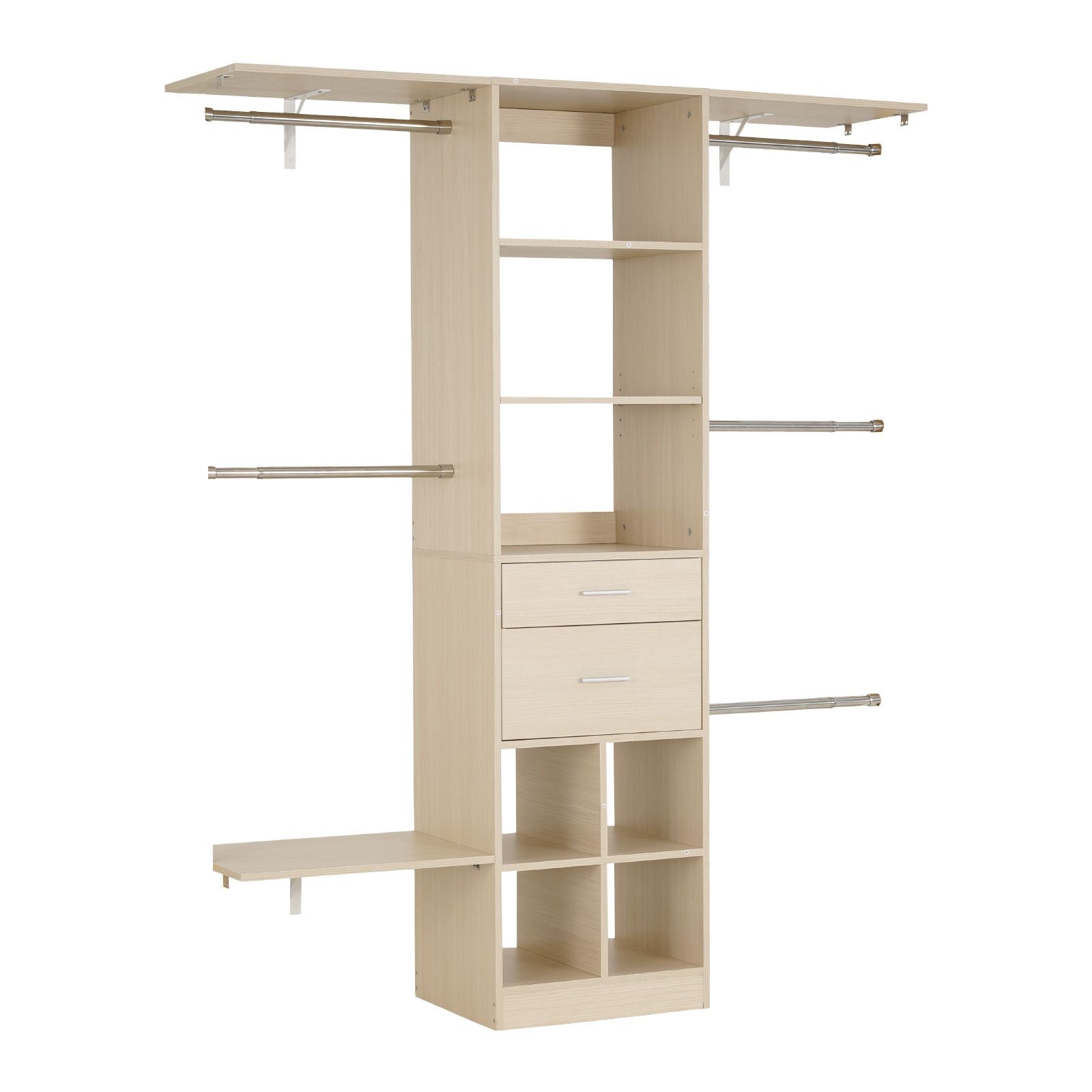 Closet Organizer with Drawers and Adjustable Rods