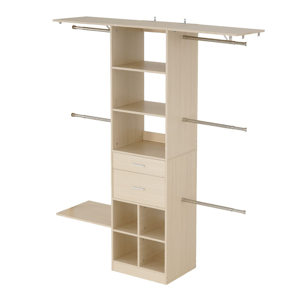 Closet Organizer with Drawers and Adjustable Rods
