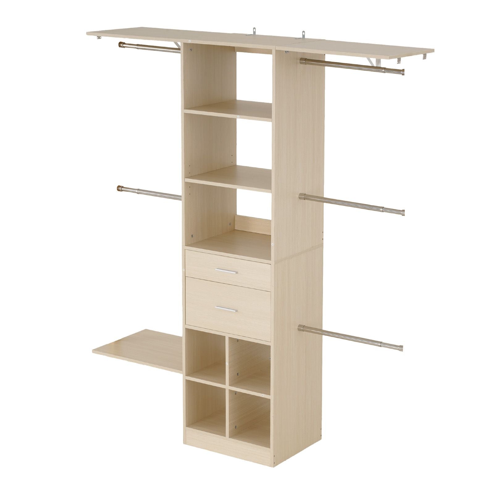 Closet Organizer with Drawers and Adjustable Rods