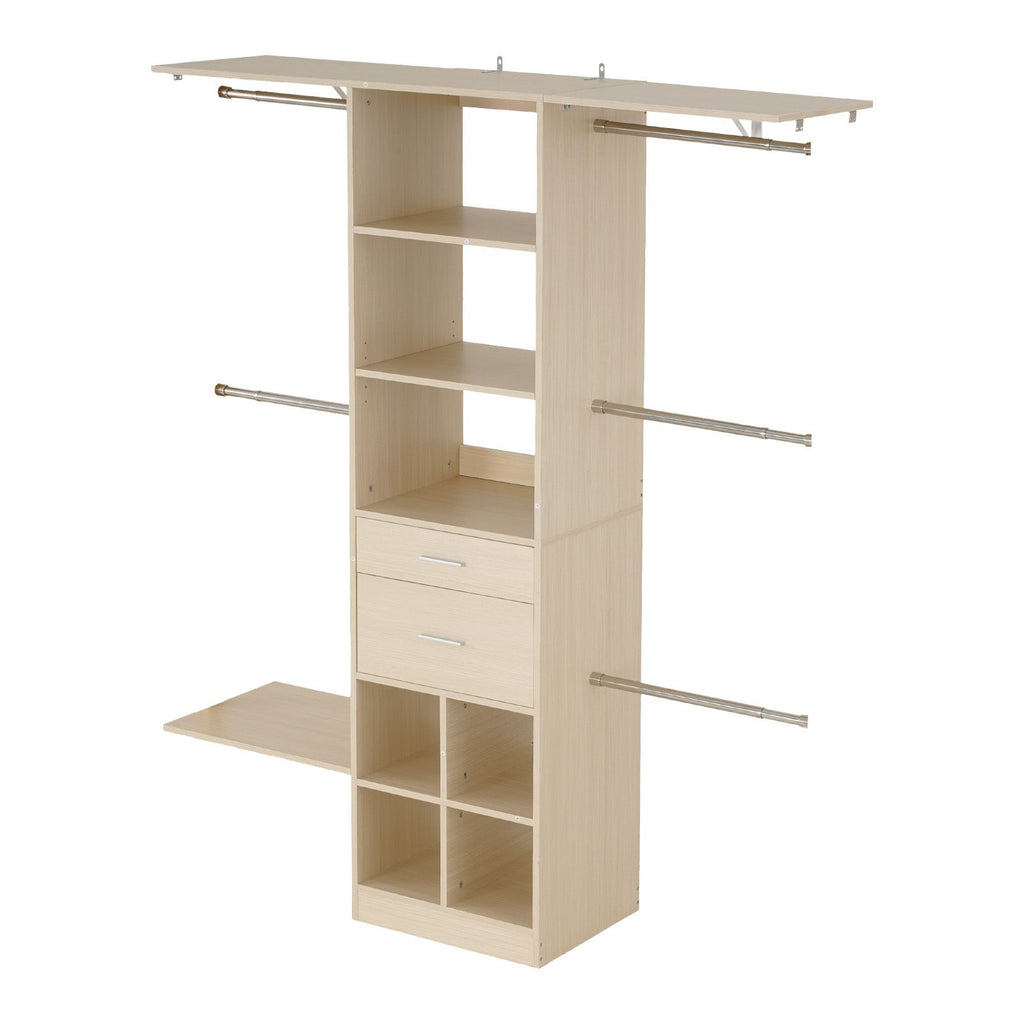 Closet Organizer with Drawers and Adjustable Rods