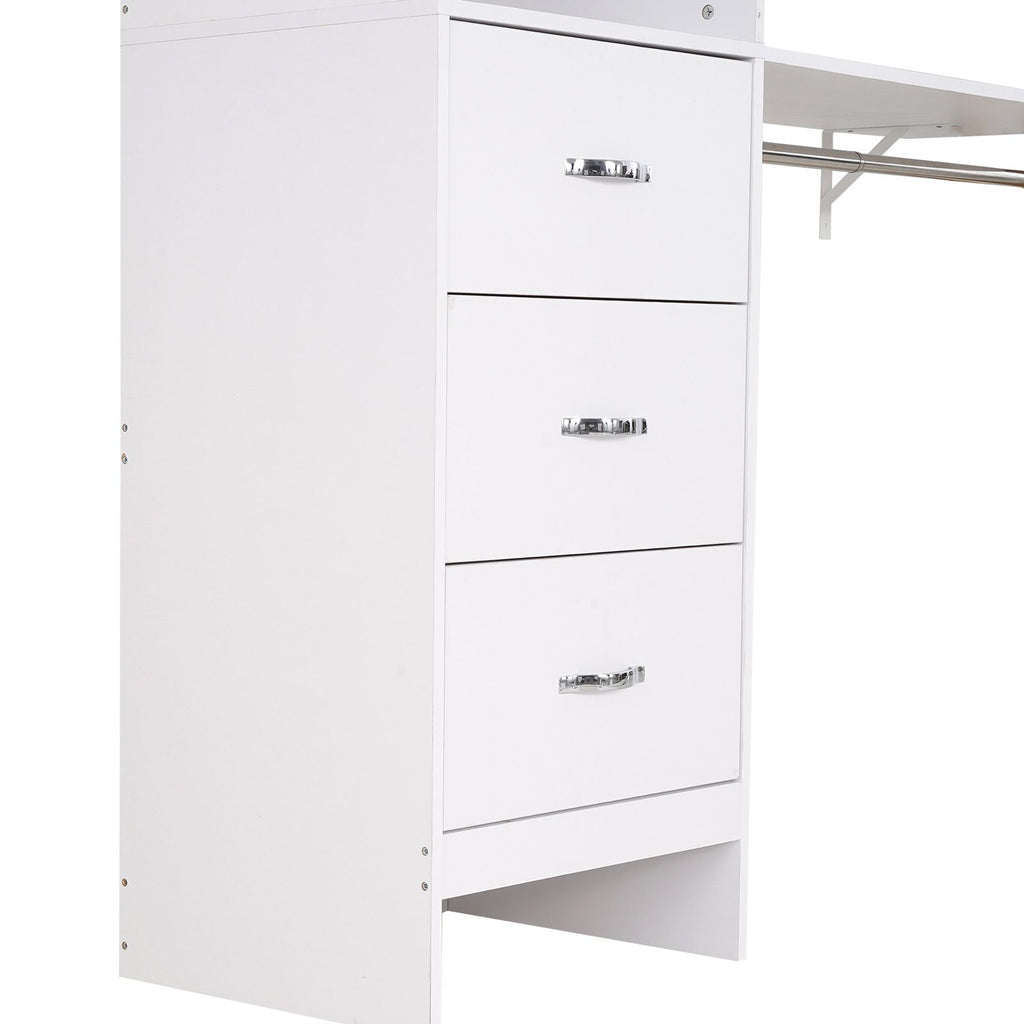 Zoned Closet Organizer with Drawers and Adjustable Rods