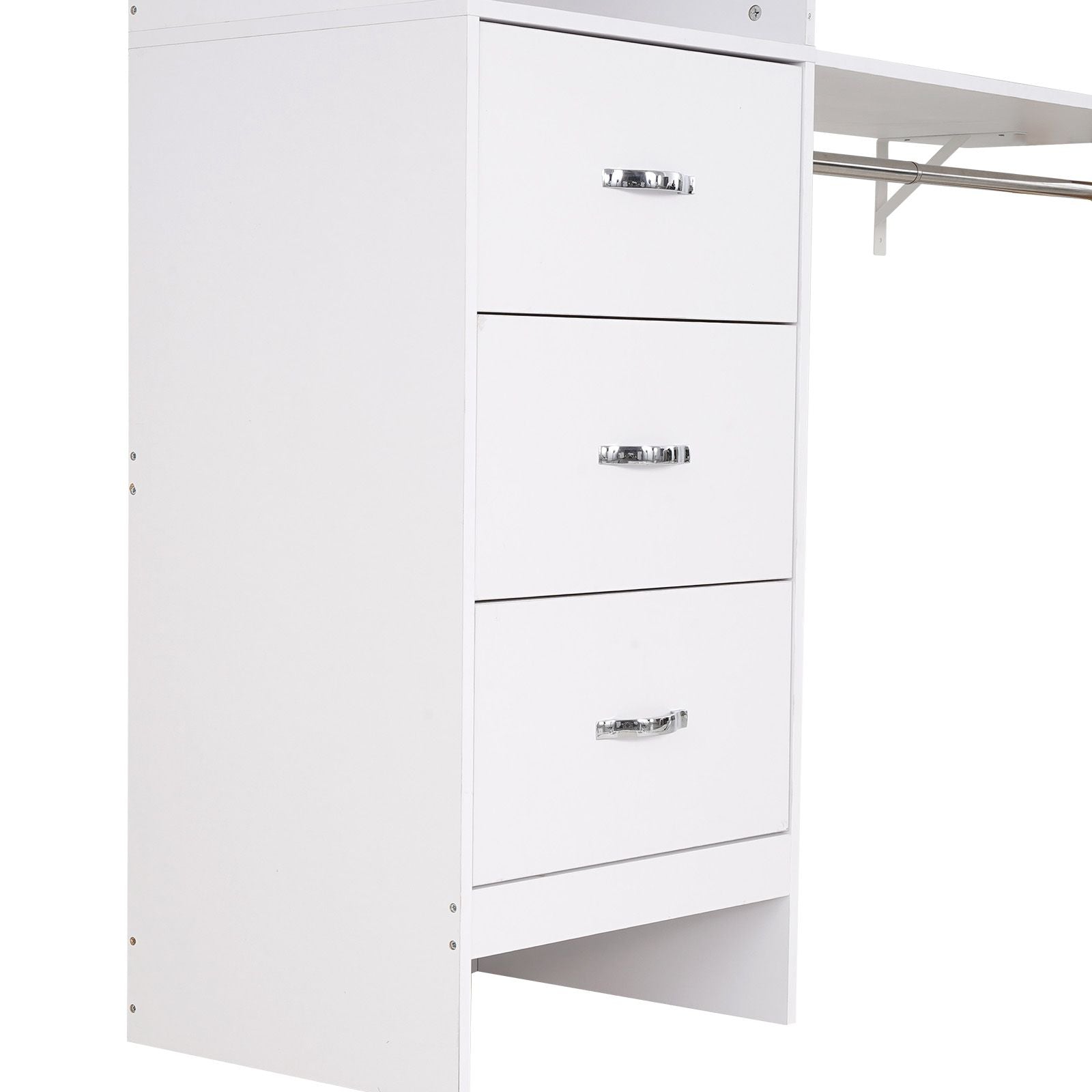 Zoned Closet Organizer with Drawers and Adjustable Rods