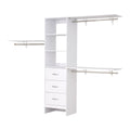Zoned Closet Organizer with Drawers and Adjustable Rods