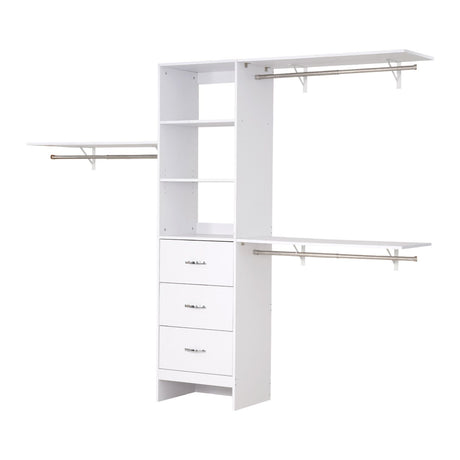 Zoned Closet Organizer with Drawers and Adjustable Rods