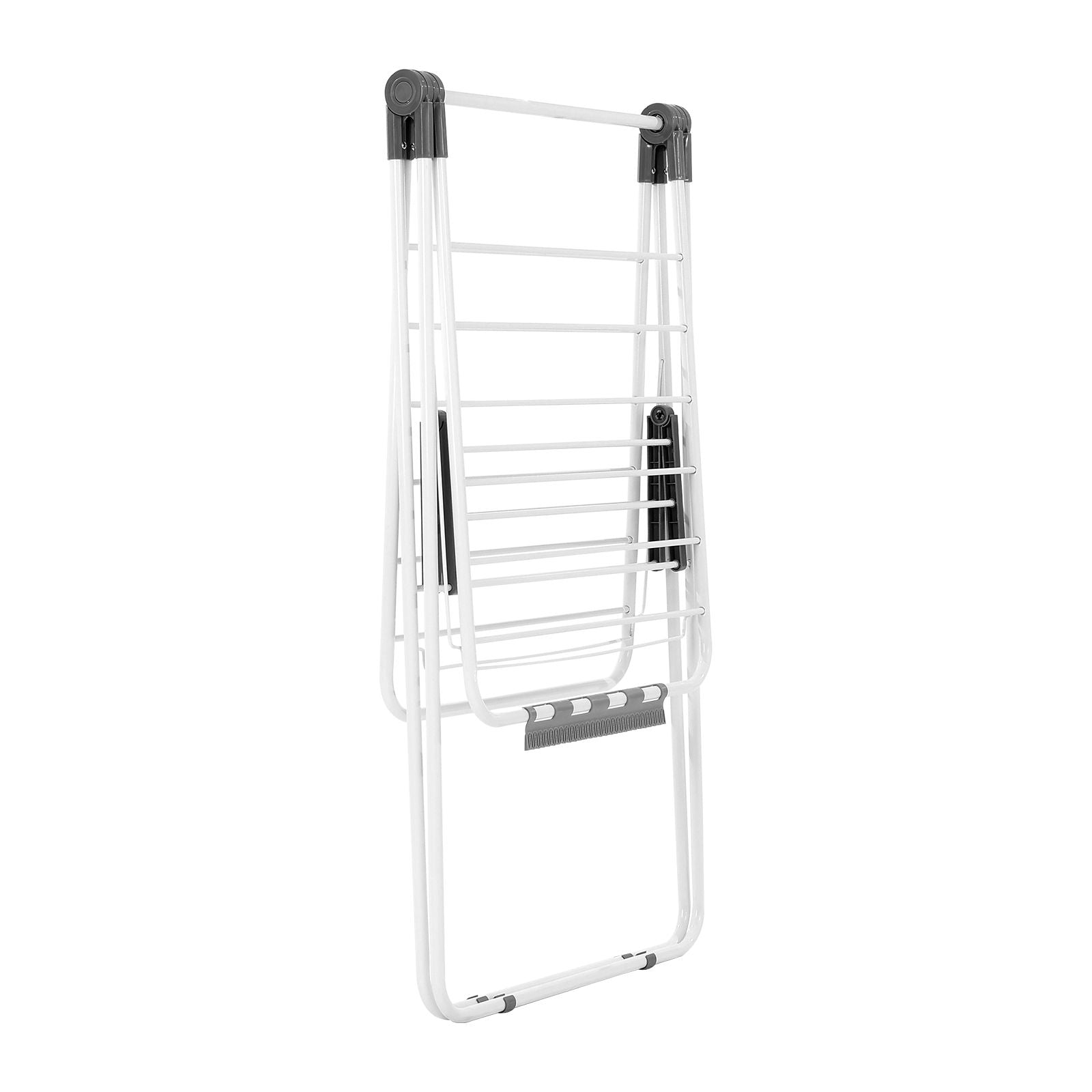 2-Tier Foldable Clothes Drying Rack with 21 Rods & Sock Clips, Adjustable Height