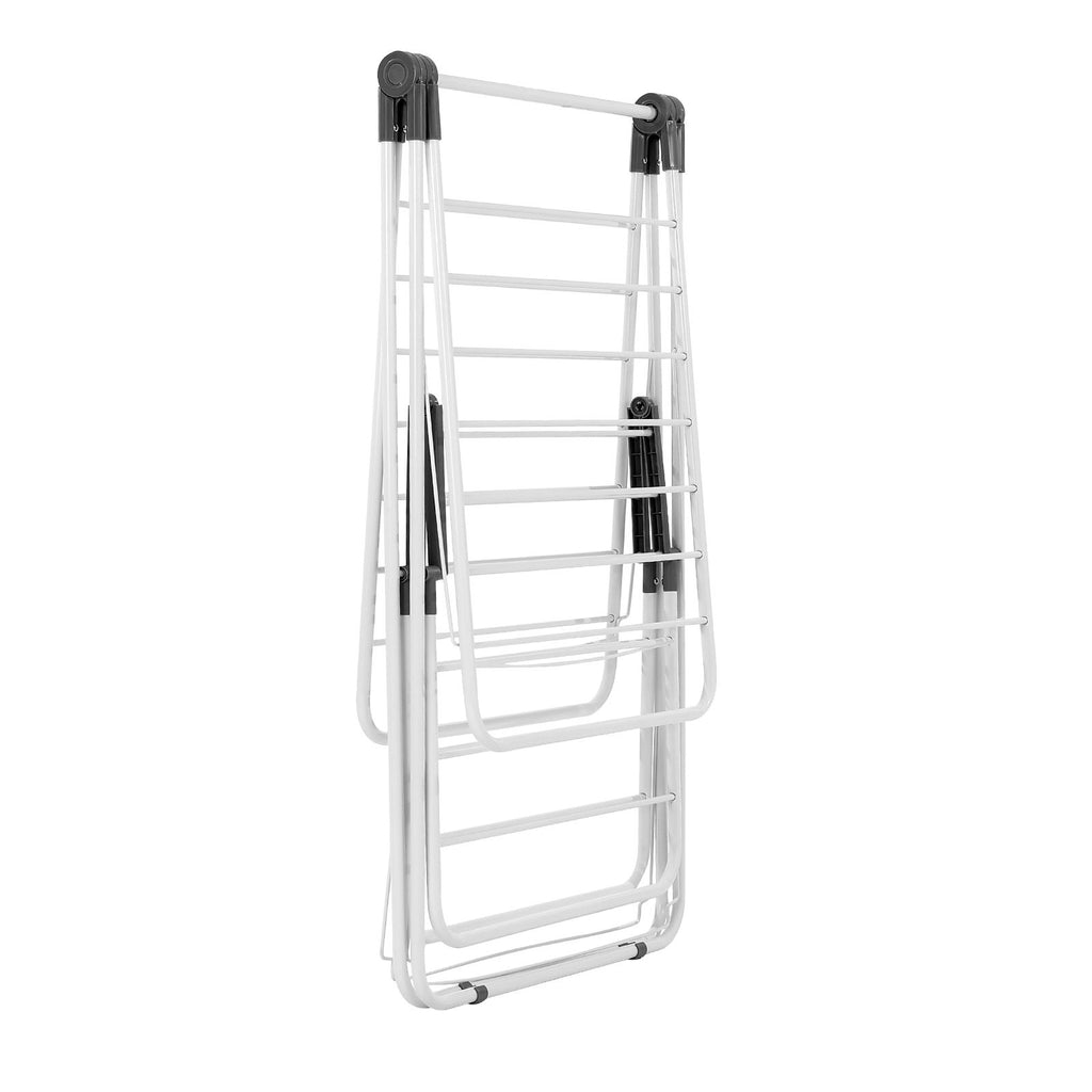 2-Tier Foldable Clothes Drying Rack with 31 Rods & Sock Clips, Adjustable Height