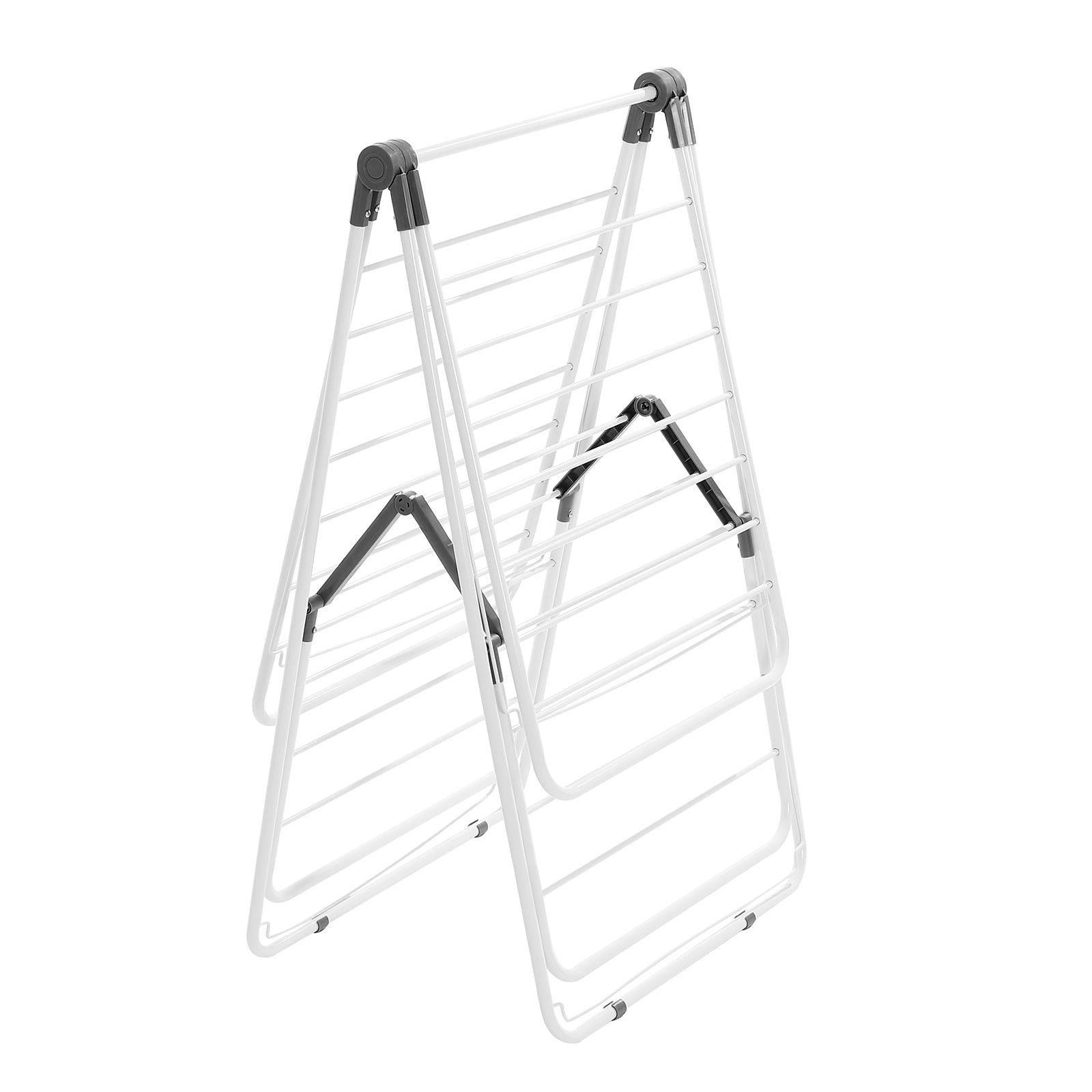 2-Tier Foldable Clothes Drying Rack with 31 Rods & Sock Clips, Adjustable Height