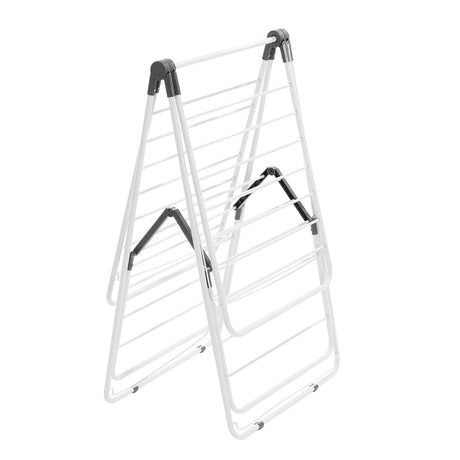 2-Tier Foldable Clothes Drying Rack with 31 Rods & Sock Clips, Adjustable Height