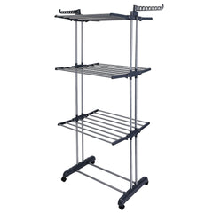 Rolling Clothes Drying Rack with Side Wings – Collapsible Laundry Stand