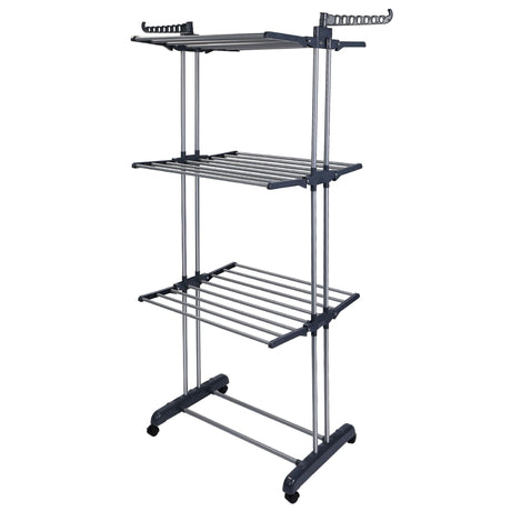 Rolling Clothes Drying Rack with Side Wings – Collapsible Laundry Stand