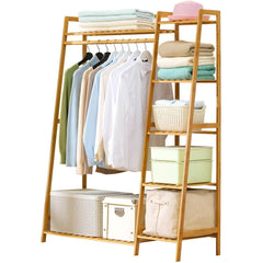 Freestanding Clothing Rack with Integrated Shoe Shelves and Hanging Rod