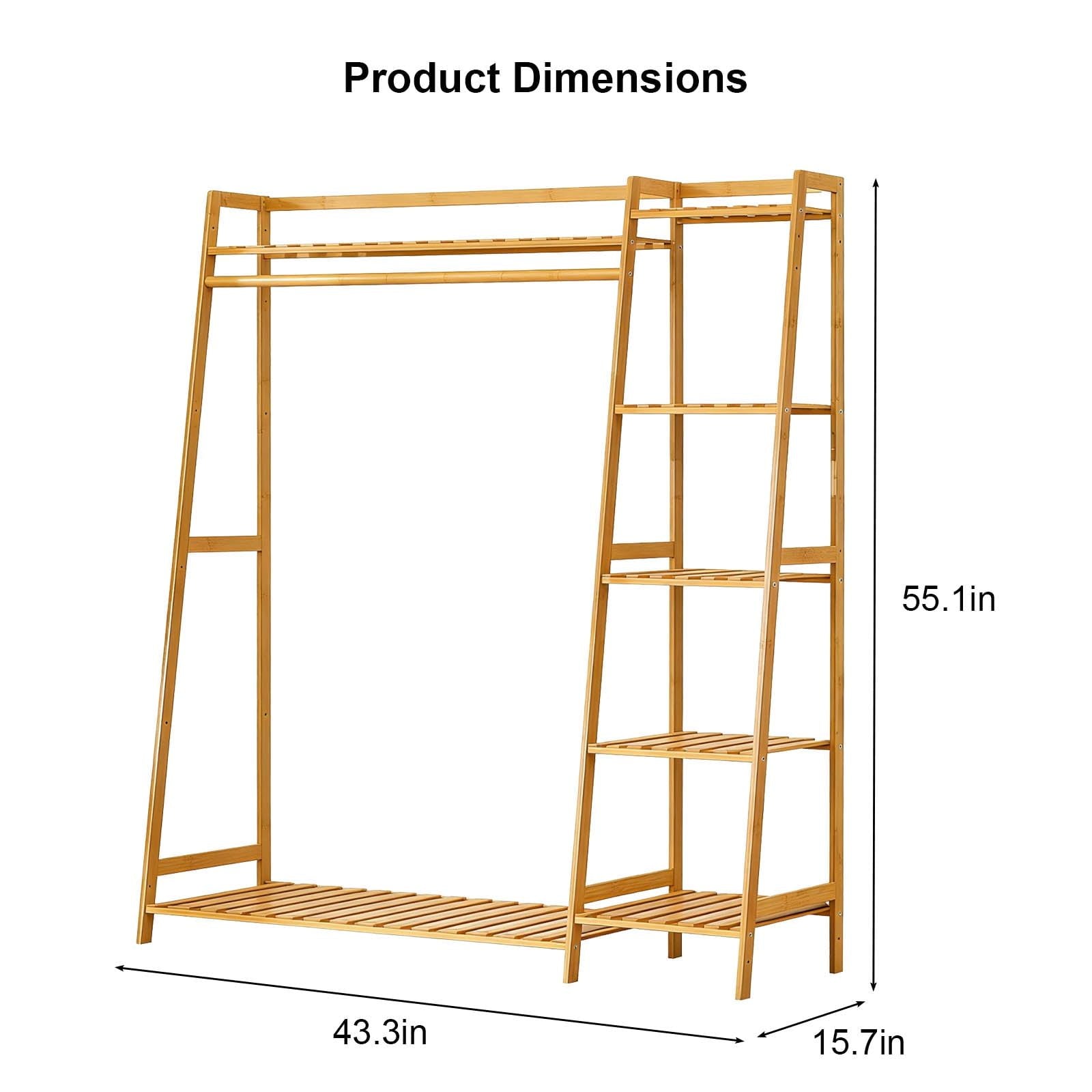 Freestanding Clothing Rack with Integrated Shoe Shelves and Hanging Rod