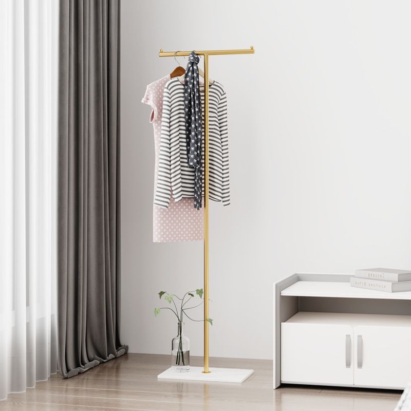 Golden Metal Freestanding practical Clothing Rack with Marble Base
