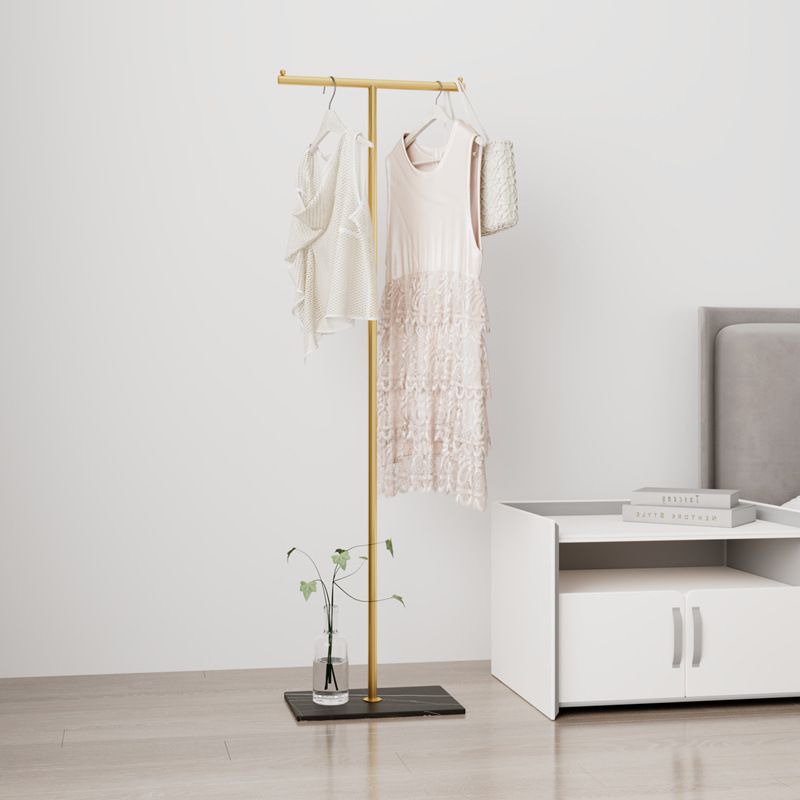Golden Metal Freestanding practical Clothing Rack with Marble Base