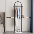 Gold Metal Freestanding Clothes Rack with Shelf & Side Hooks