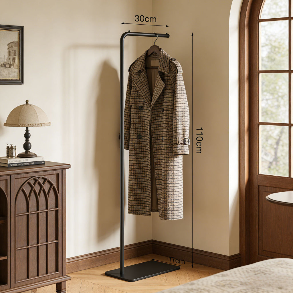 Gold Freestanding Clothes Rack with Shelf and Hooks