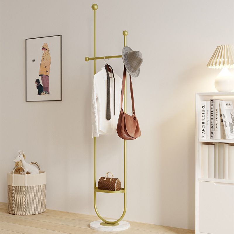 Gold Metal Freestanding Coat Rack with White Shelf – Sturdy & Space-Saving