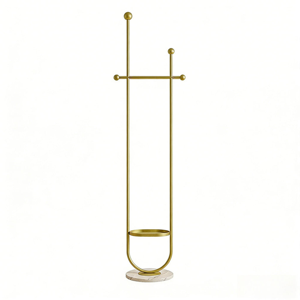 Gold Metal Freestanding Coat Rack with White Shelf – Sturdy & Space-Saving