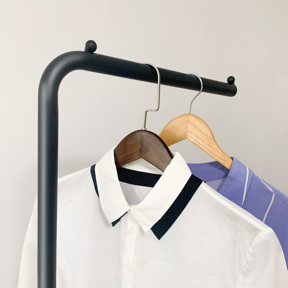 Gold Freestanding Clothes Rack with Shelf and Hooks