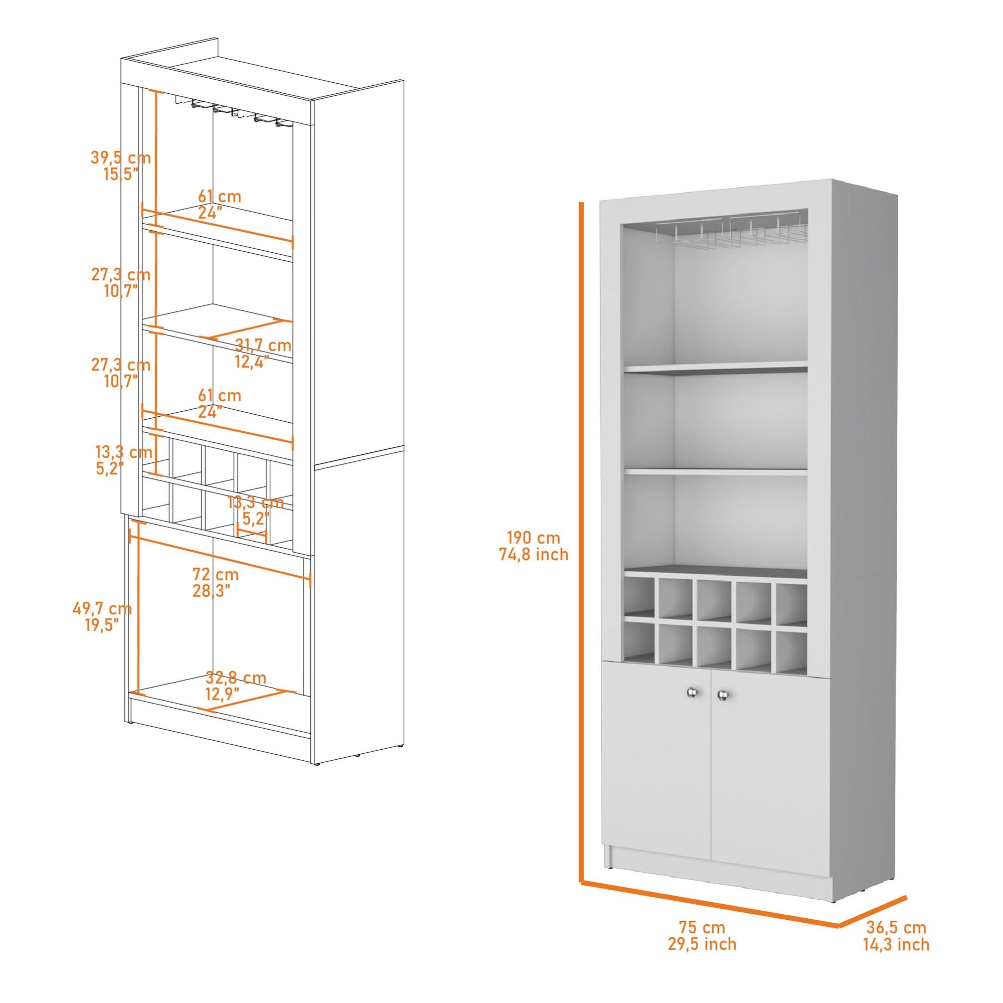 Clover Bar Cabinet with Wine Storage