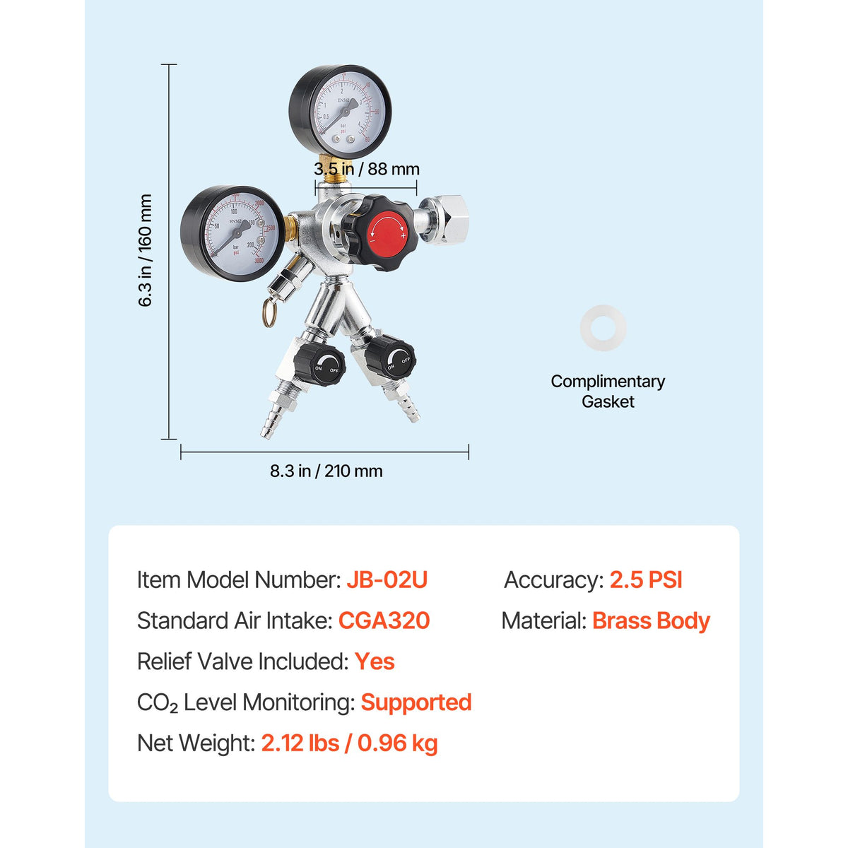 Dual-Gauge CO2 Regulator for Draft Beer and Homebrewing