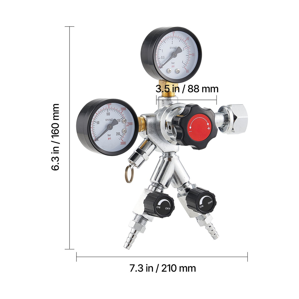 Dual-Gauge CO2 Regulator for Draft Beer and Homebrewing