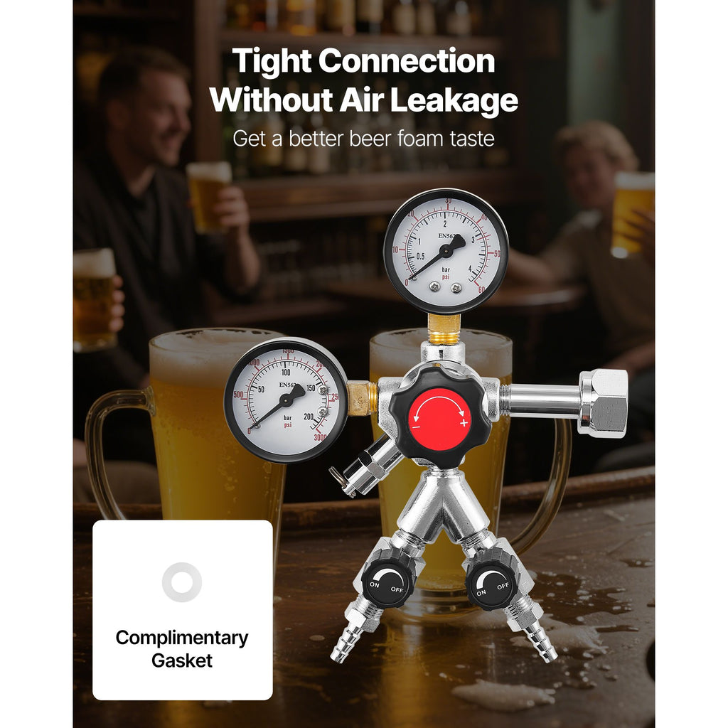 Dual-Gauge CO2 Regulator for Draft Beer and Homebrewing