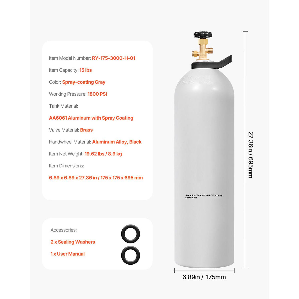 CO2 Tank for Draft Beer and Soda Makers
