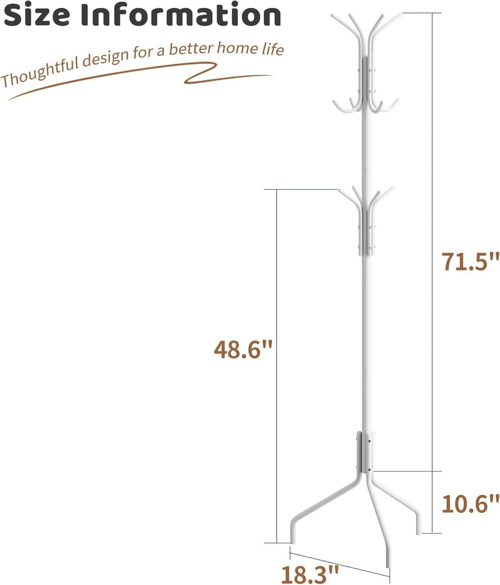 Freestanding Coat Rack and Coat Tree for Entryway Hats and Jackets