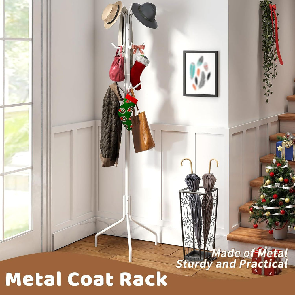 Freestanding Coat Rack and Coat Tree for Entryway Hats and Jackets