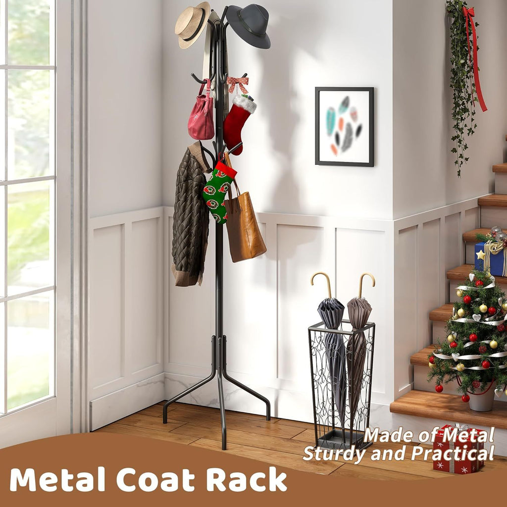 Freestanding Coat Rack and Coat Tree for Entryway Hats and Jackets