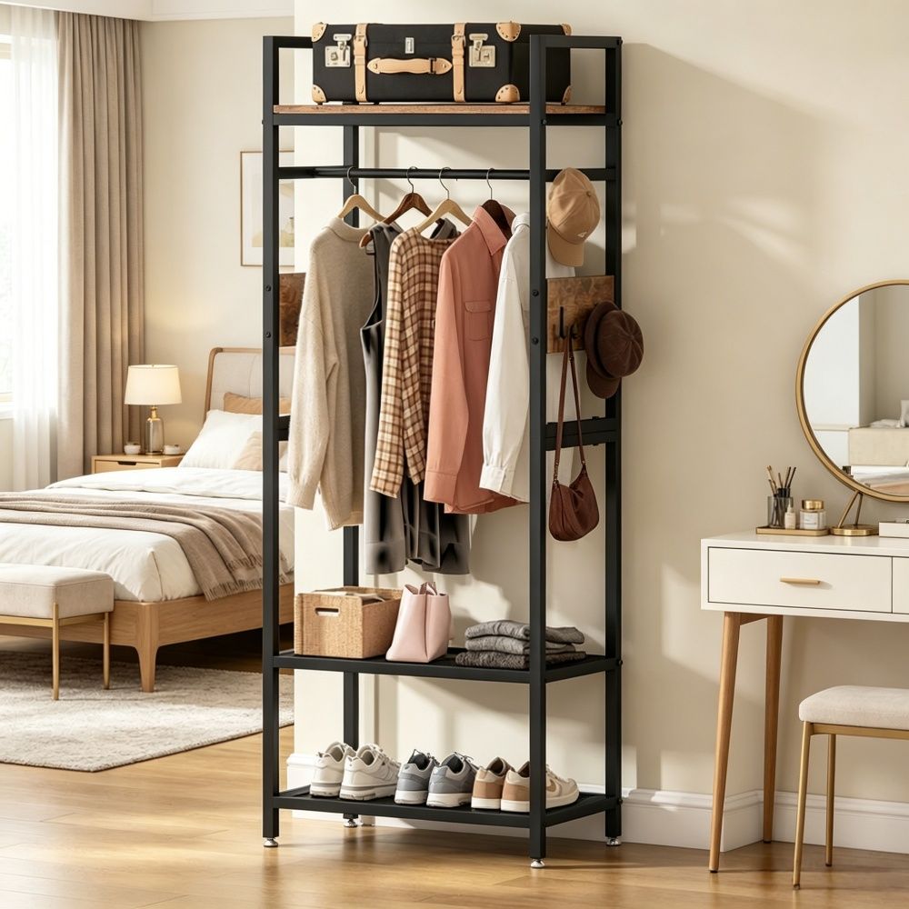 Compact Freestanding Coat and Clothing Rack for Small Spaces