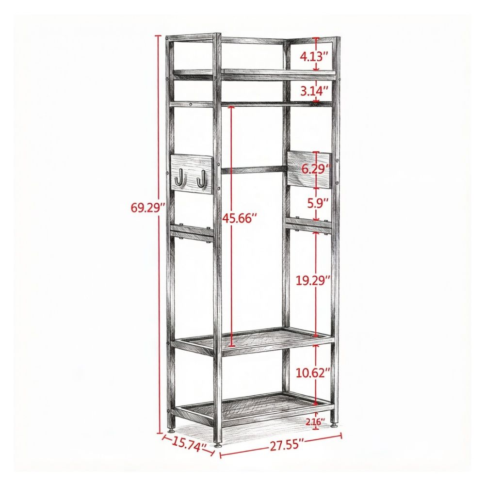 Compact Freestanding Coat and Clothing Rack for Small Spaces