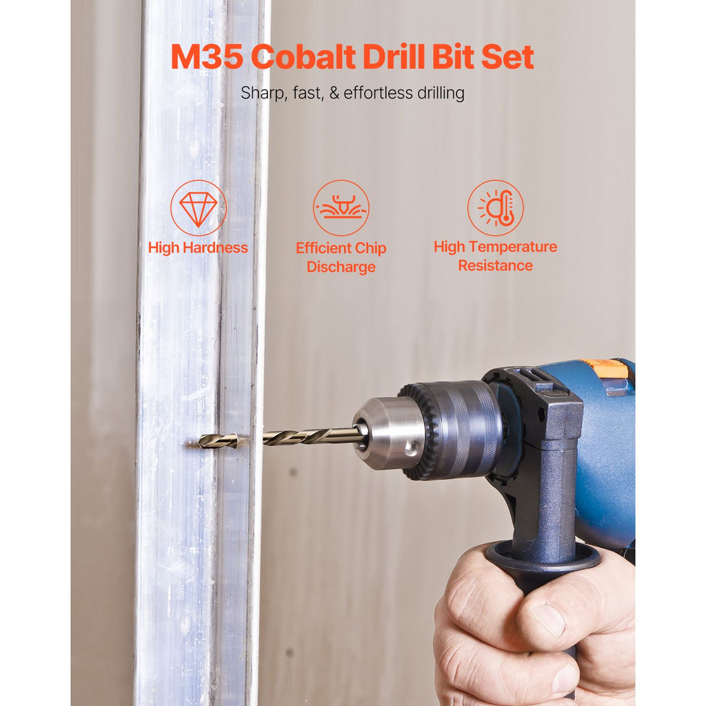 M35 Cobalt Drill Bit Set, 29 Pieces with Storage Case – High Speed Steel for Metal, Wood & Plastic