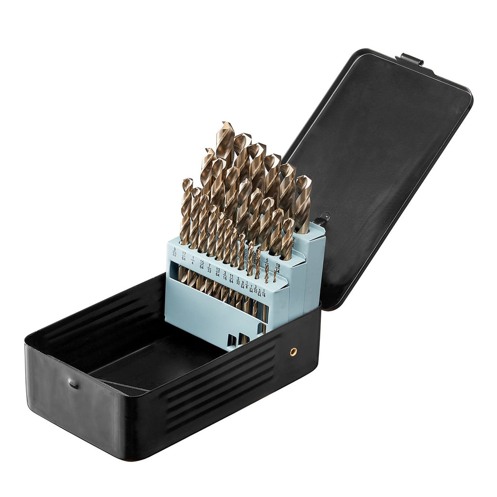 M35 Cobalt Drill Bit Set, 29 Pieces with Storage Case – High Speed Steel for Metal, Wood & Plastic