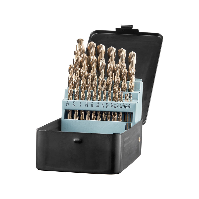 M35 Cobalt Drill Bit Set, 29 Pieces with Storage Case – High Speed Steel for Metal, Wood & Plastic