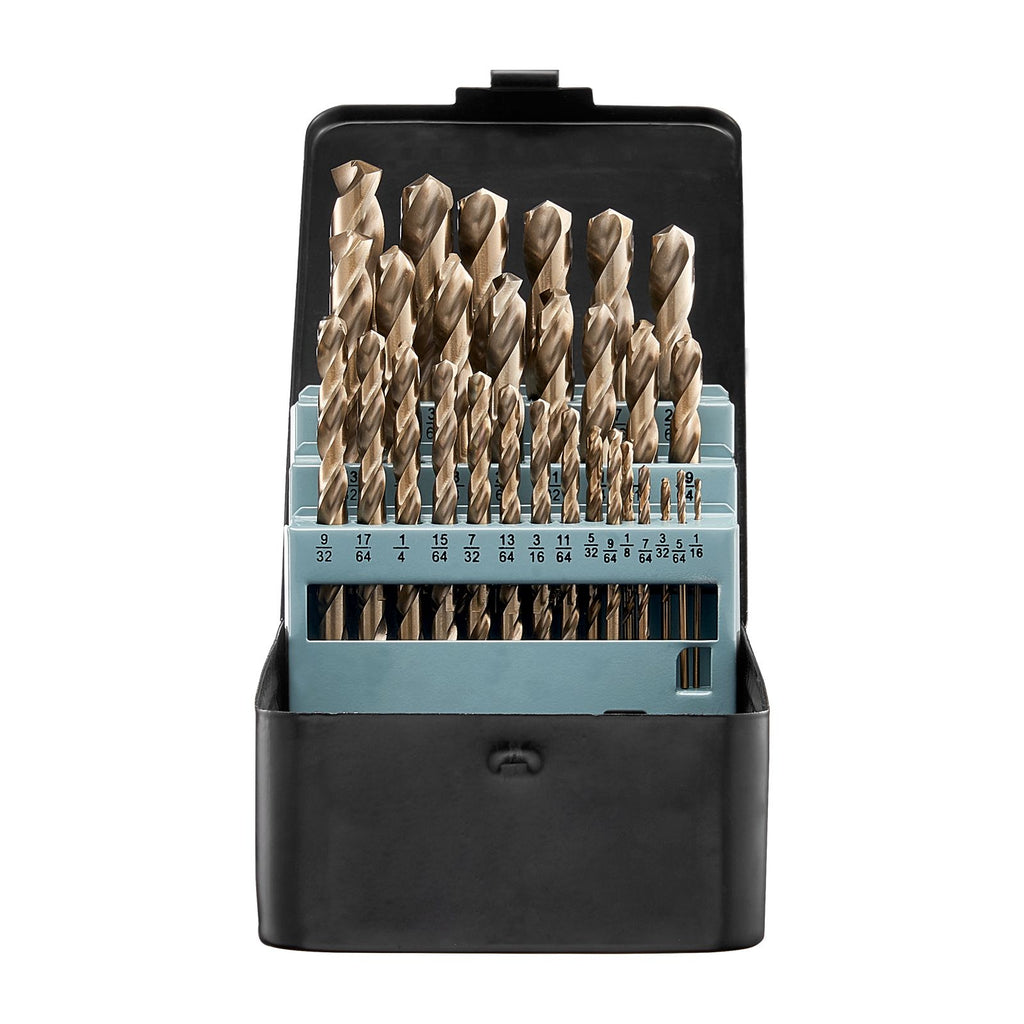 M35 Cobalt Drill Bit Set, 29 Pieces with Storage Case – High Speed Steel for Metal, Wood & Plastic