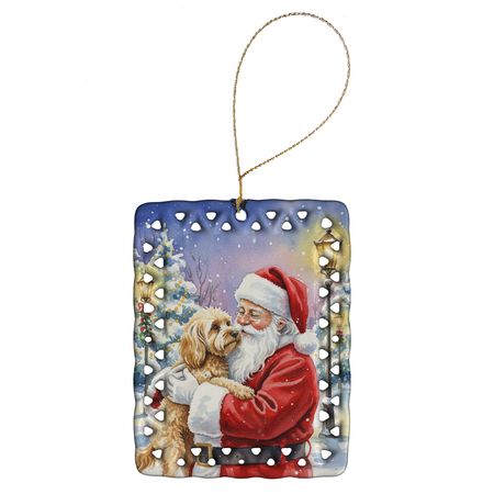 Cockapoo and Santa Claus Personalized Christmas Ornament
