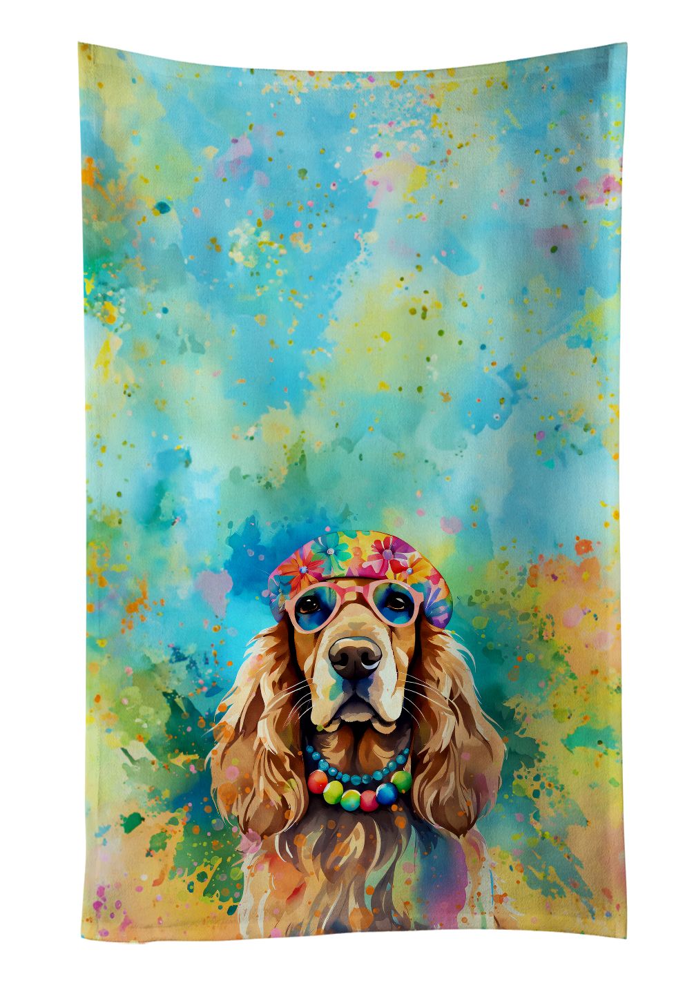 Cocker Spaniel Hippie Dawg Kitchen Towel