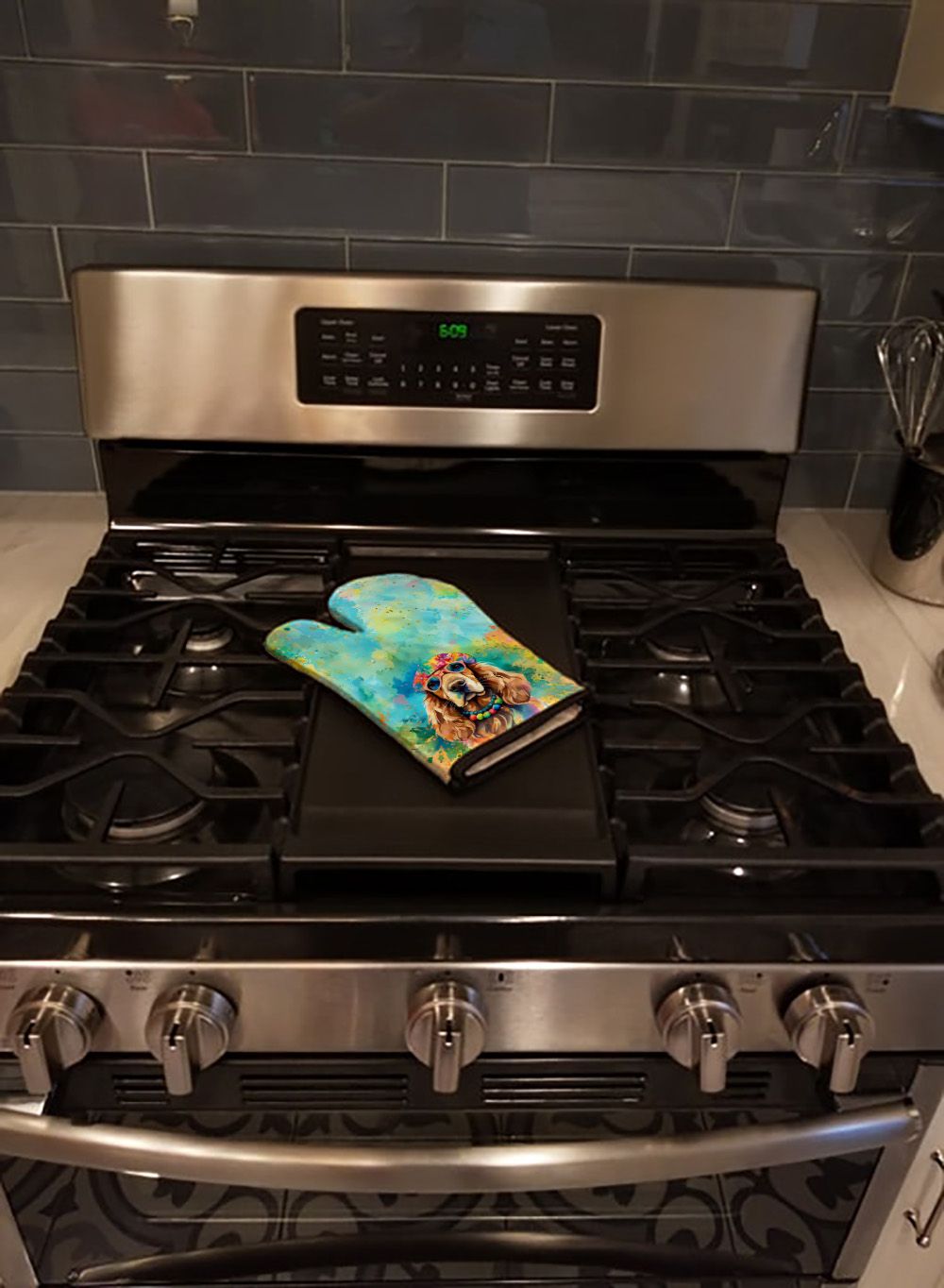 Cocker Spaniel Hippie Dawg Right-Hand Oven Mitt