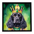 Cocker Spaniel King of Mardi Gras Framed Metal Print Wall Art