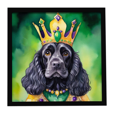 Cocker Spaniel King of Mardi Gras Framed Metal Print Wall Art