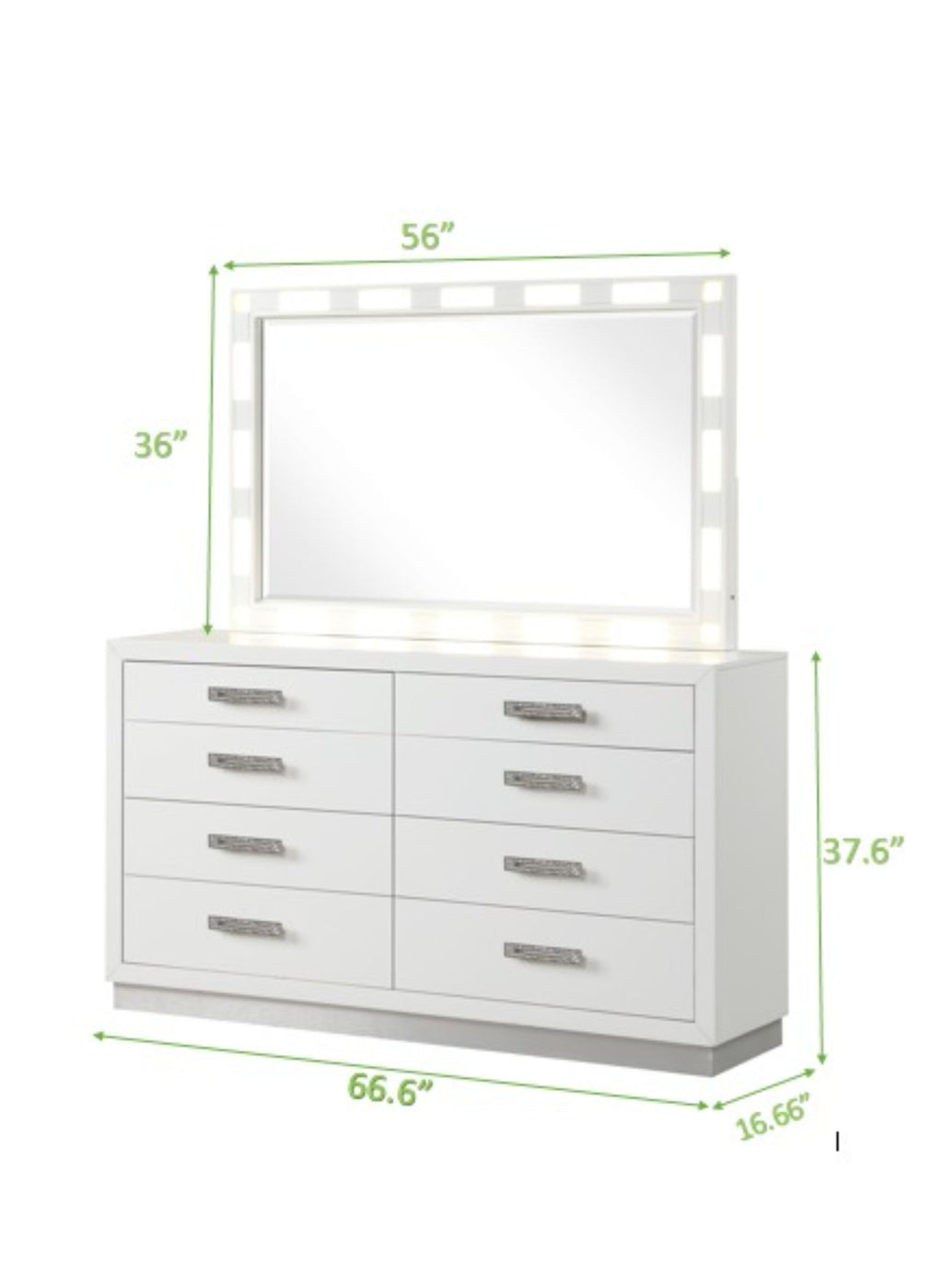 Coco Eight-Drawer Dresser with Mirrored Jewelry Storage