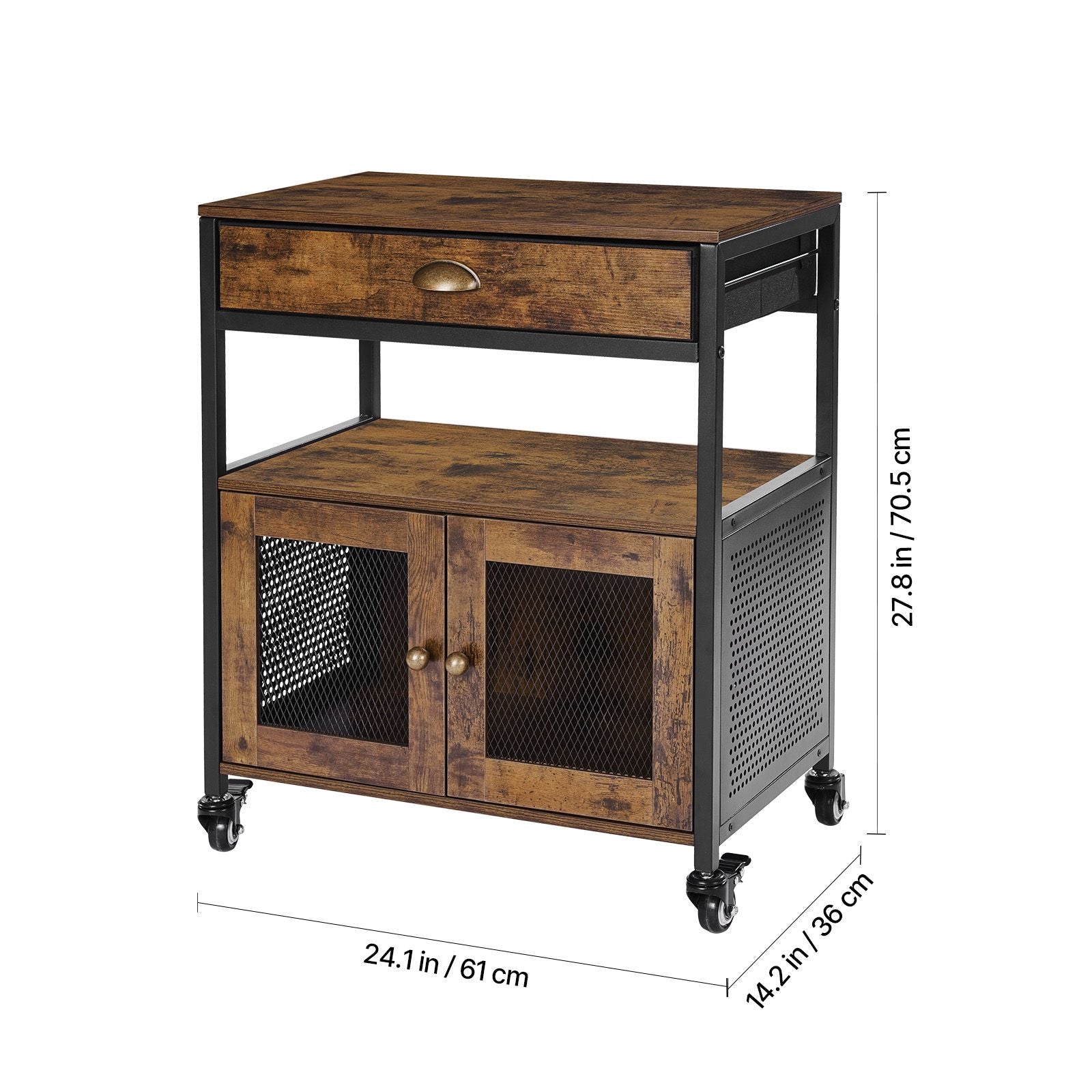 Farmhouse Coffee Bar Cabinet with Versatile Storage and Easy Mobility